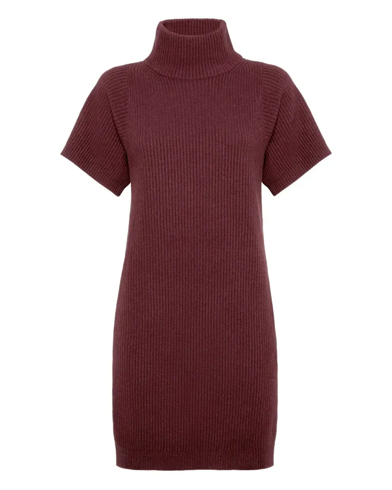 Brunello Cucinelli Geripptes Rollkragenminikleid - Rot Rot