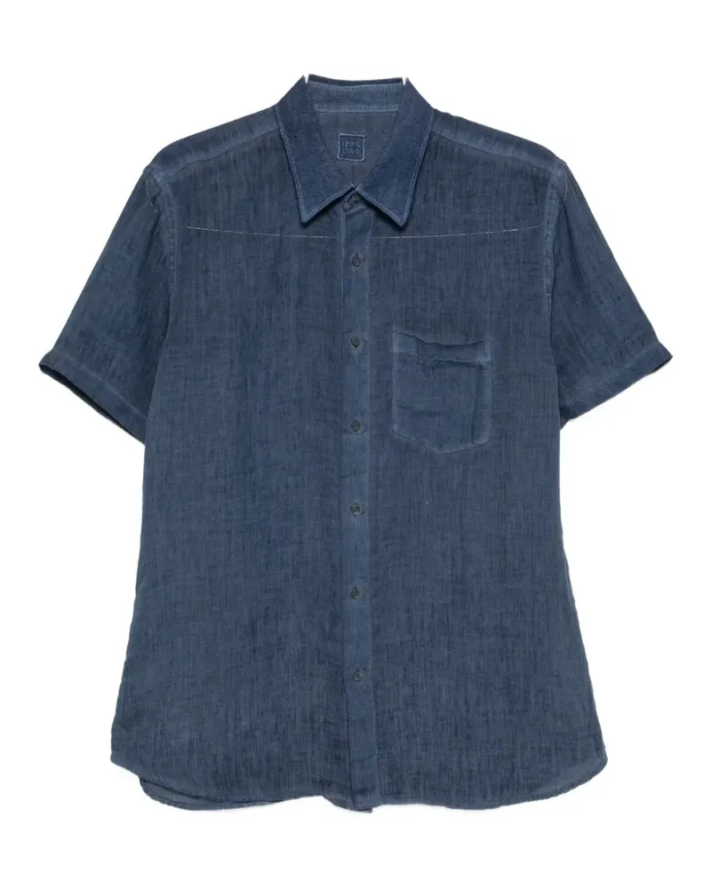 120% Lino short-sleeved chest-pocket shirt - Weiß Weiß