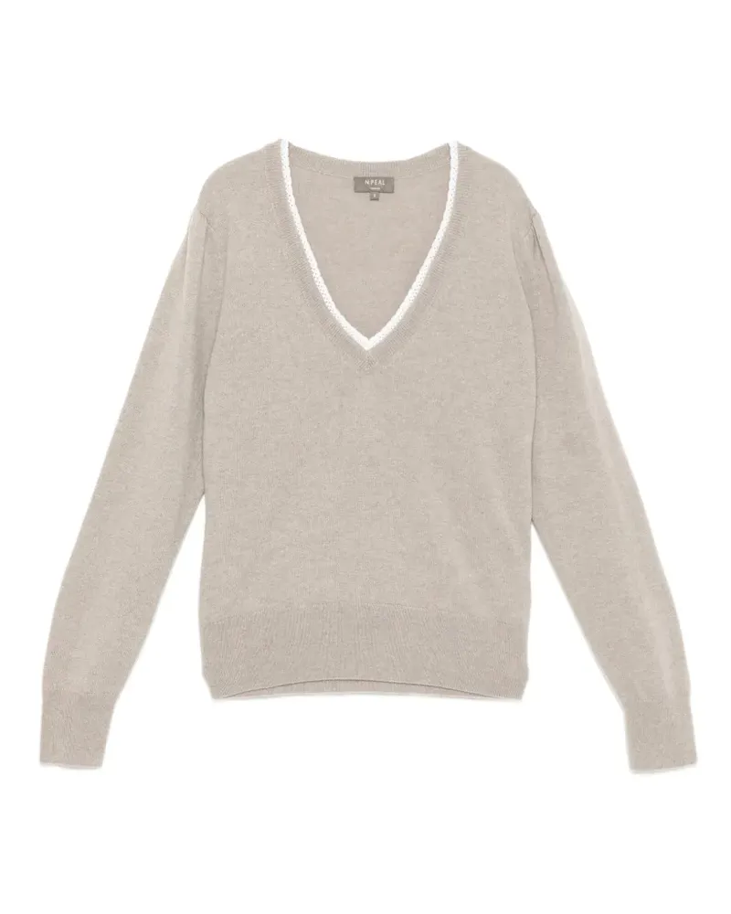 N.Peal Pullover mit V-Ausschnitt - Nude Nude