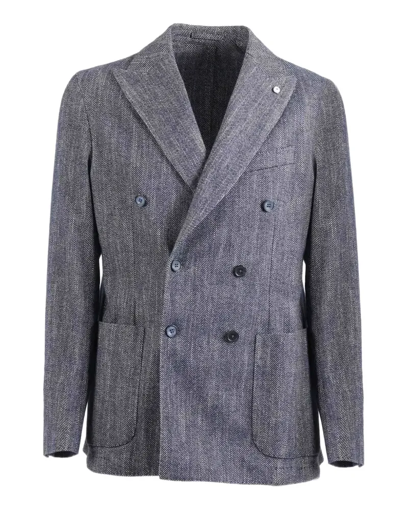 Luigi Bianchi Mantova herringbone double-breasted blazer - Blau Blau