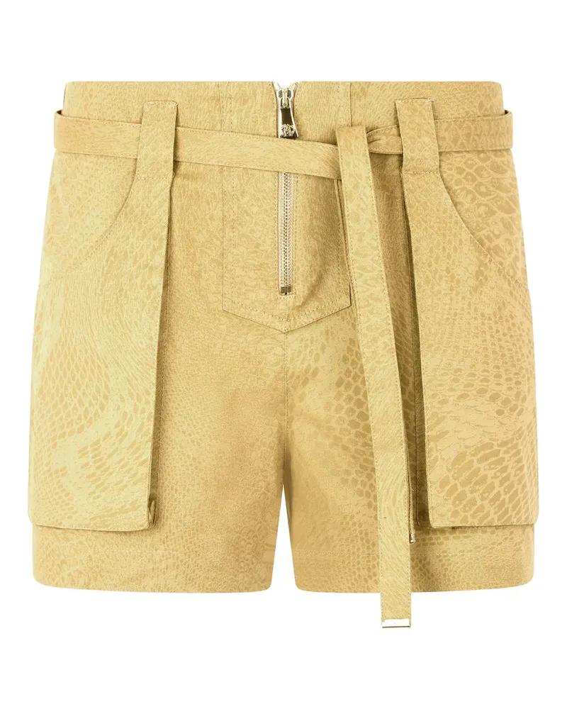 Roberto Cavalli Gürtel-Shorts mit Python-Print - Nude Nude