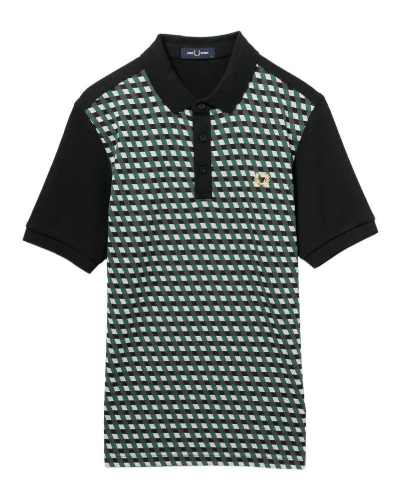Fred Perry Poloshirt mit geometrischem Print - Schwarz Schwarz