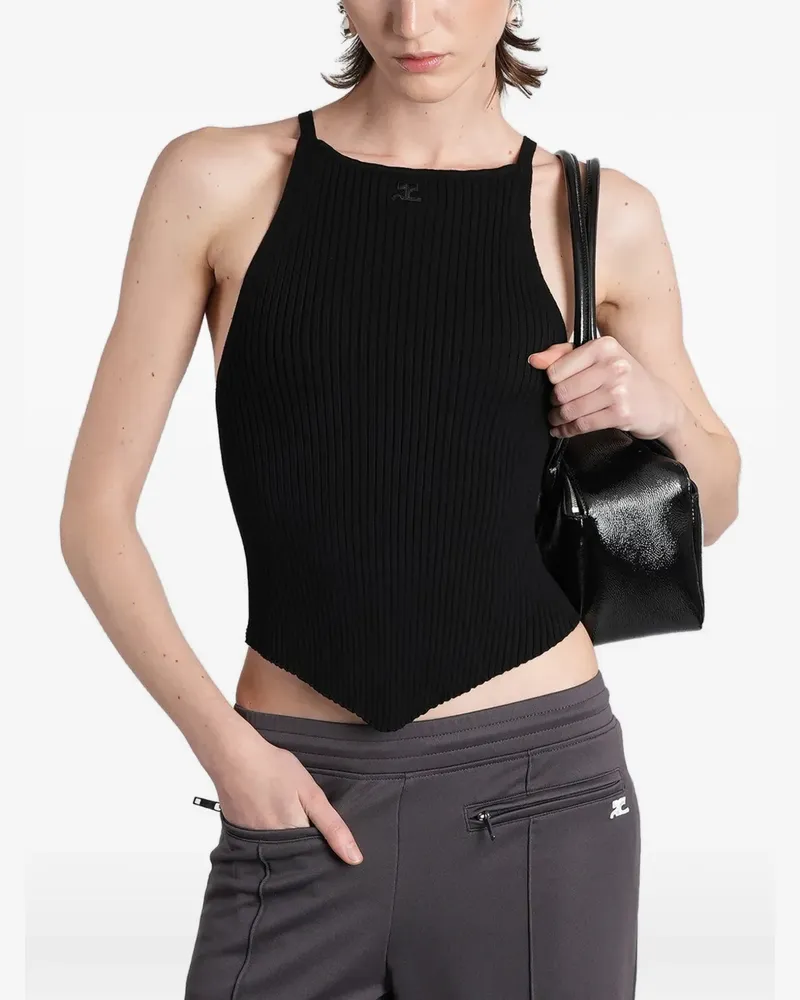 Courrèges pointy rib-knit tank top - Schwarz Schwarz