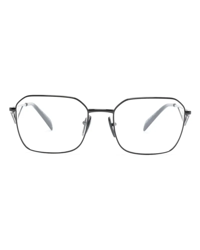 Prada Eckige Brille mit Triangel-Logo - Schwarz Schwarz