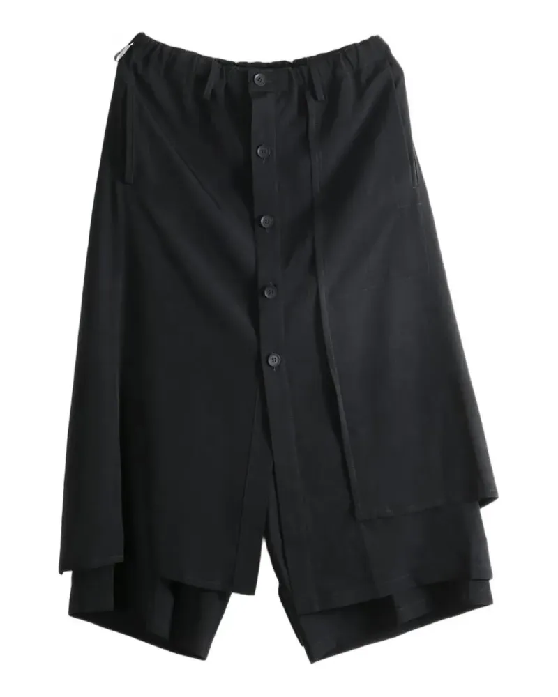Yohji Yamamoto Weite Hose im Layering-Look - Schwarz Schwarz
