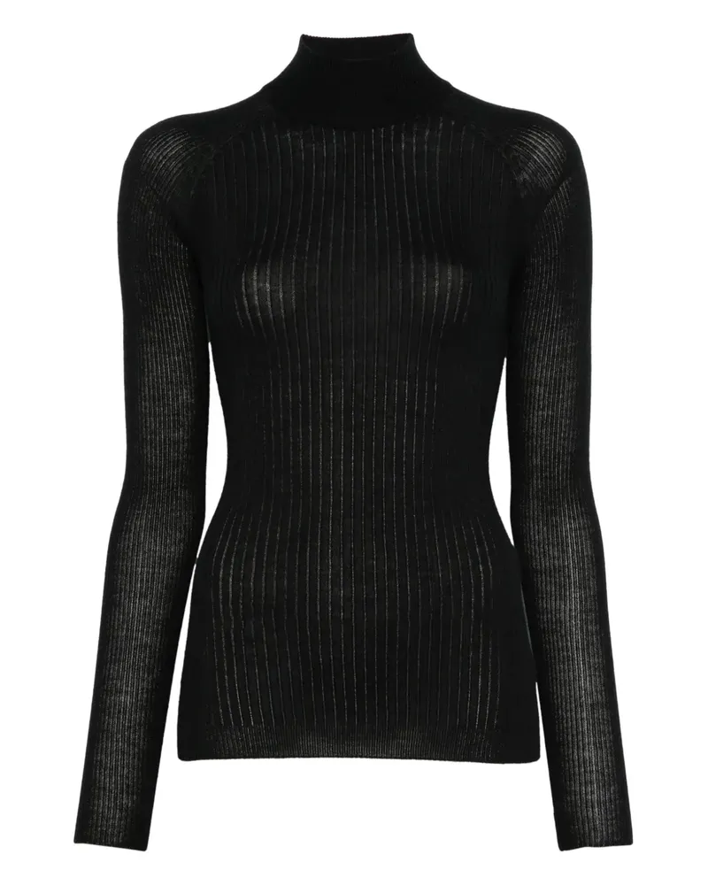 Sa Su Phi Gerippter Rollkragenpullover - Schwarz Schwarz