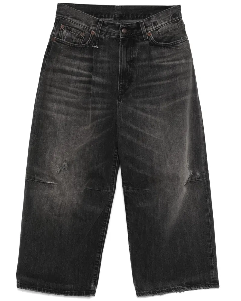 R13 Weite Cropped-Jeans - Schwarz Schwarz
