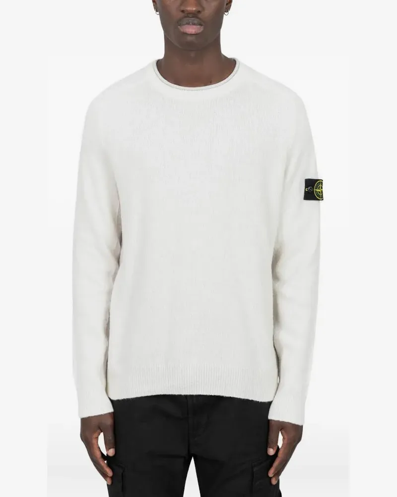 Stone Island Pullover mit Kompass-Patch - Weiß Weiß