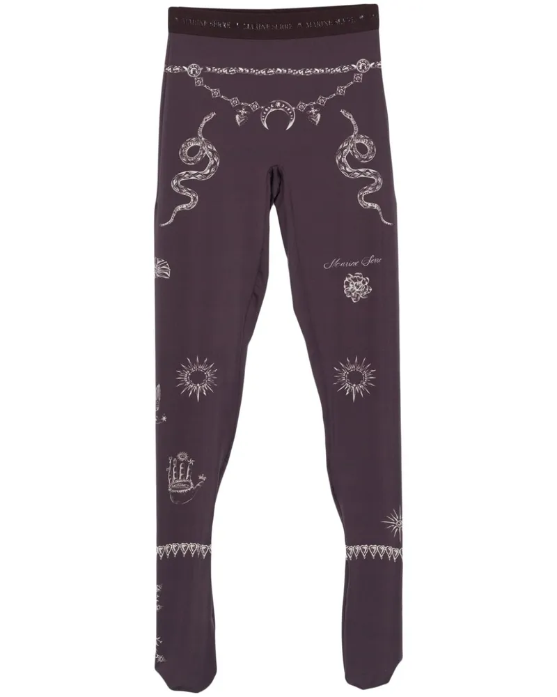 Marine Serre Jersey-Strumpfhose mit Tattoo-Print - Braun Braun
