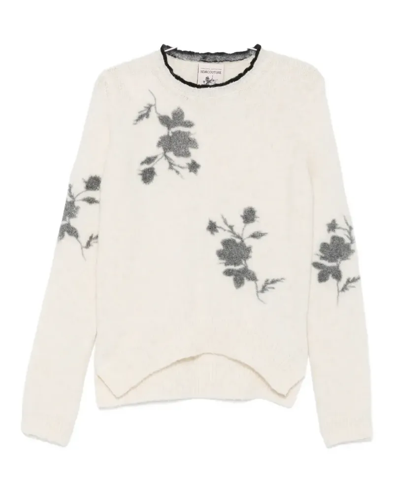 Semicouture floral-jacquard crew-neck sweater - Weiß Weiß