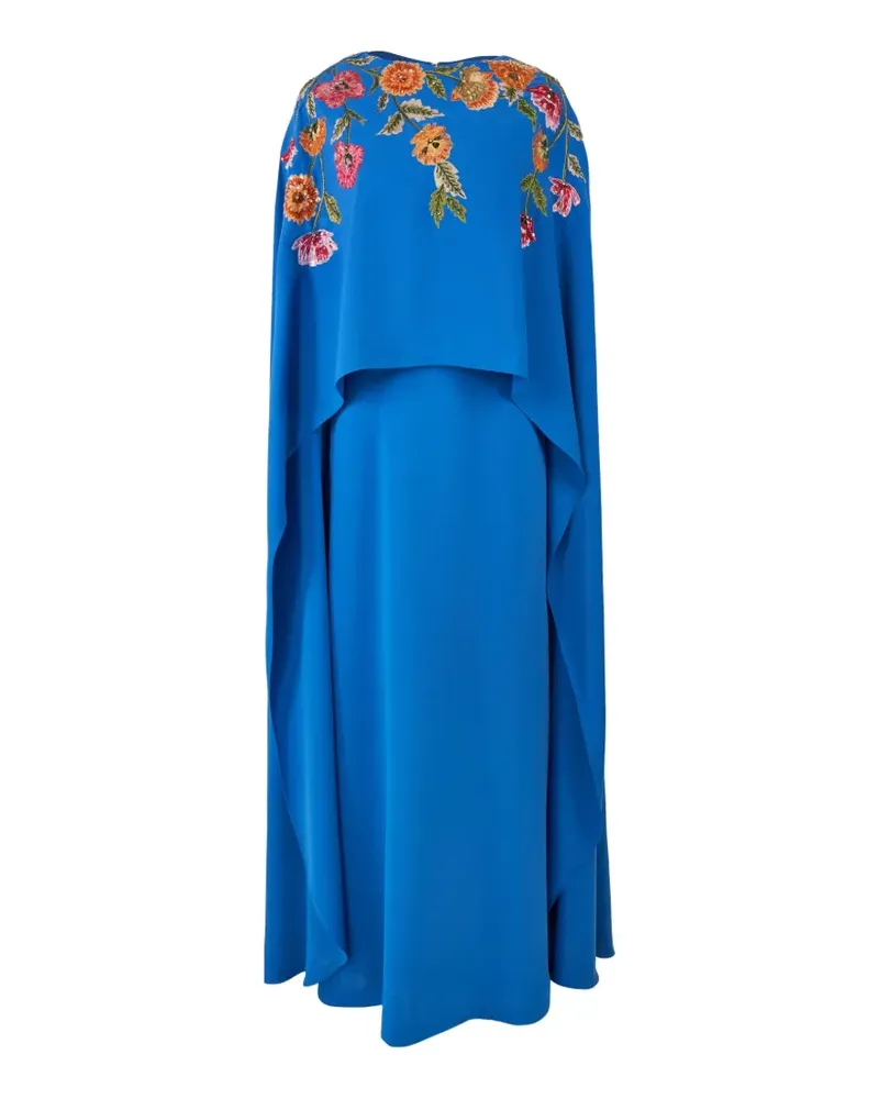 Carolina Herrera New York embroidered cape-front caftan - Blau Blau