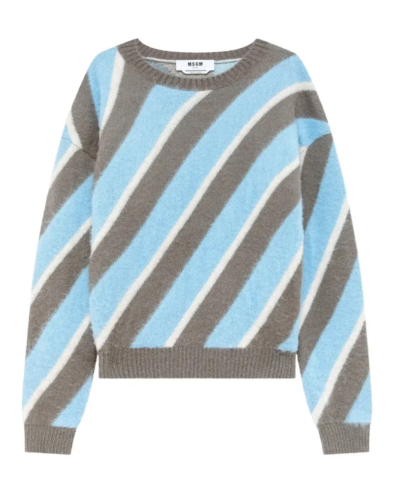 MSGM Pullover mit diagonalen Streifen - Blau Blau