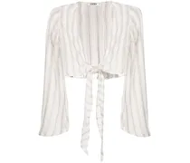 Gestreifte Seidenbluse - Weiß