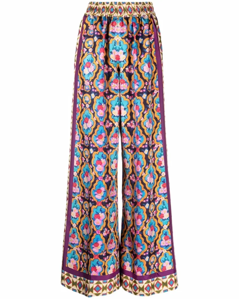 La DoubleJ Seidenhose mit Print - Blau Blau