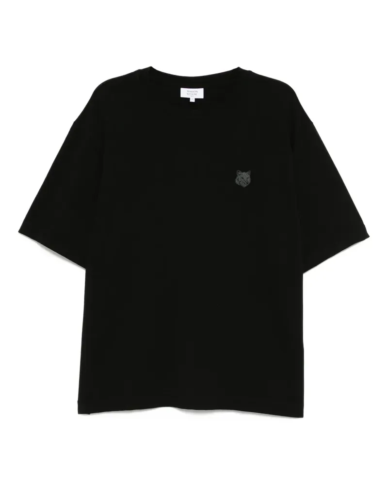 Kitsuné T-Shirt mit Fuchskopf-Patch - Schwarz Schwarz