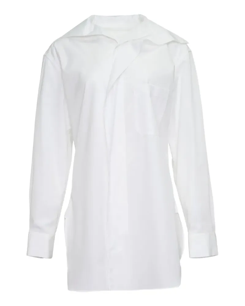 Yohji Yamamoto asymmetric chest-pocket shirt - Weiß Weiß