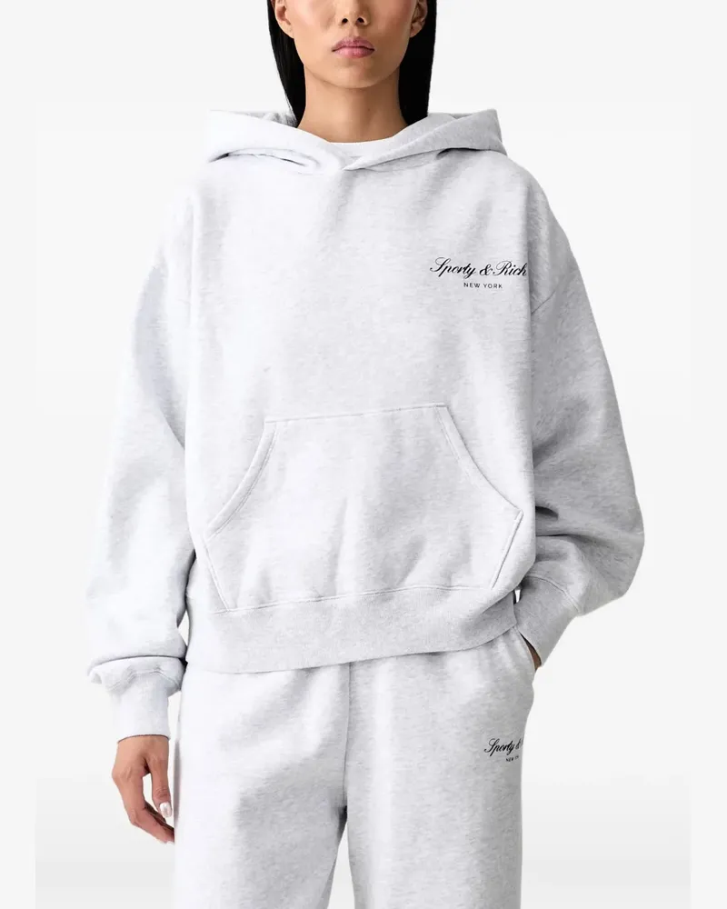 SPORTY & RICH Hoodie mit Logo-Print - Grau Grau