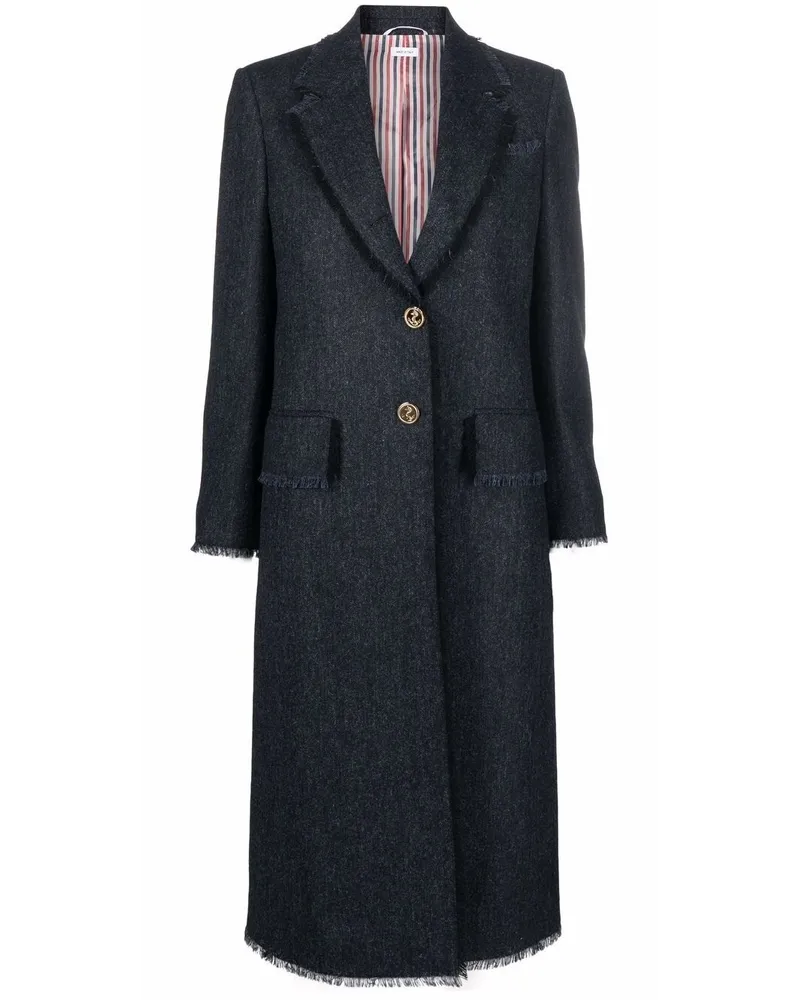 Thom Browne Einreihiger Tweed-Mantel Blau