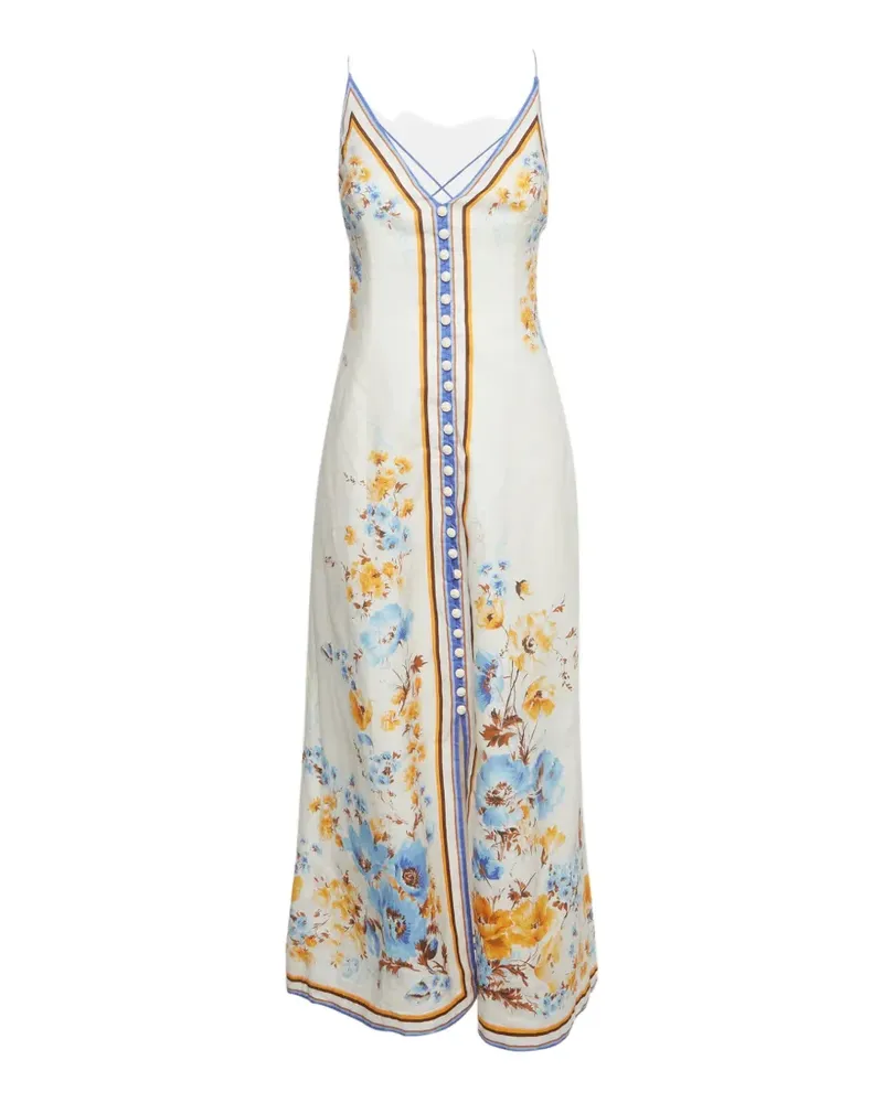 Zimmermann Halcyon floral-print slip midi dress - Weiß Weiß