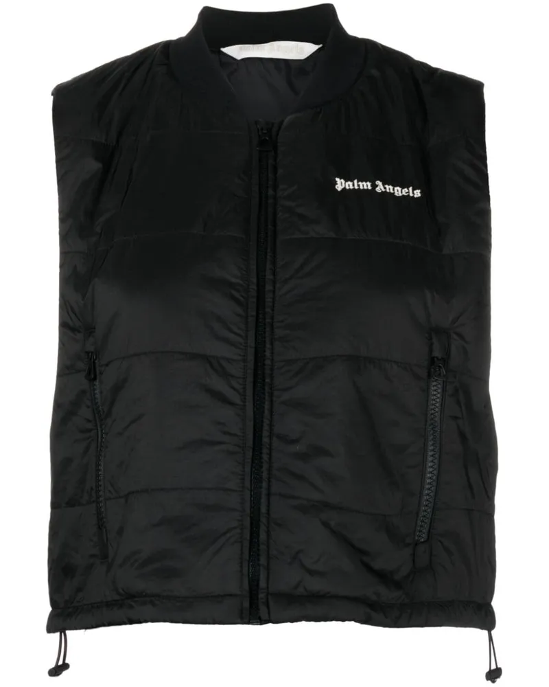 Palm Angels Weste mit Logo-Stickerei - Schwarz Schwarz