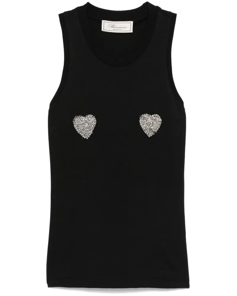 Blumarine Tanktop mit Herzapplikation - Schwarz Schwarz