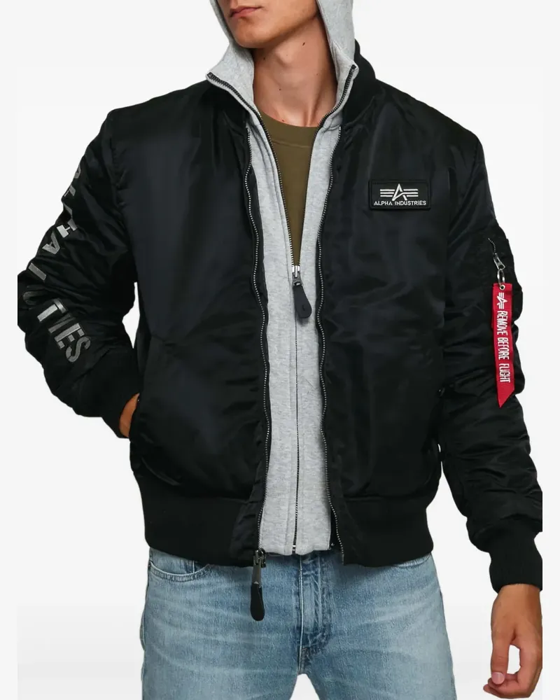 Alpha Industries Bomberjacke mit Kapuze - Schwarz Schwarz