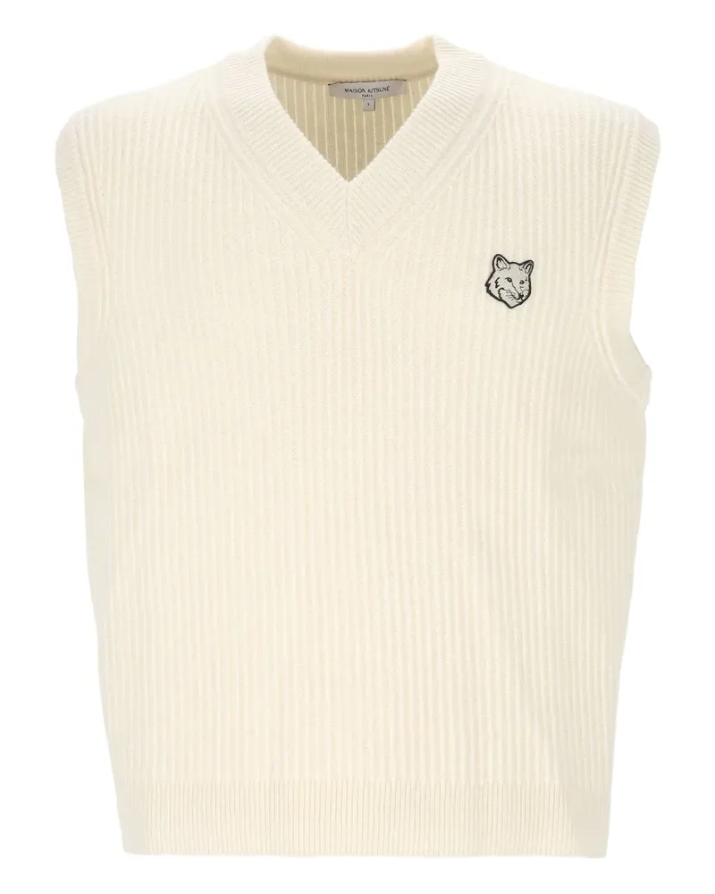 Kitsuné Geripptes Top - Weiß Weiß
