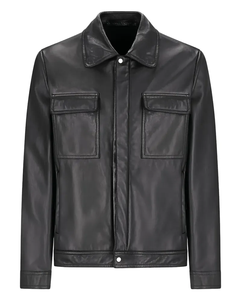 Salvatore Santoro flap-pocket leather jacket - Schwarz Schwarz