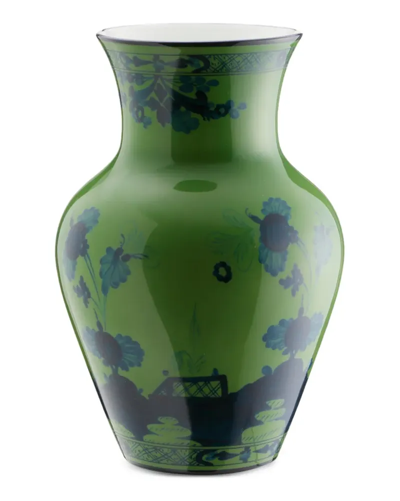 Ginori 1735 Oriente Vase mit Italiano-Motiv (25cm) - Grün Grün