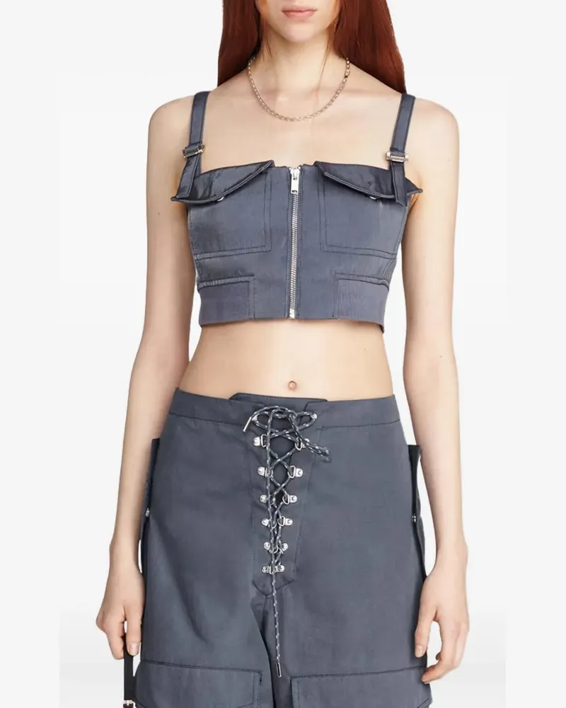 Dion Lee Aviator zip-fastening bustier crop top - Grau Grau