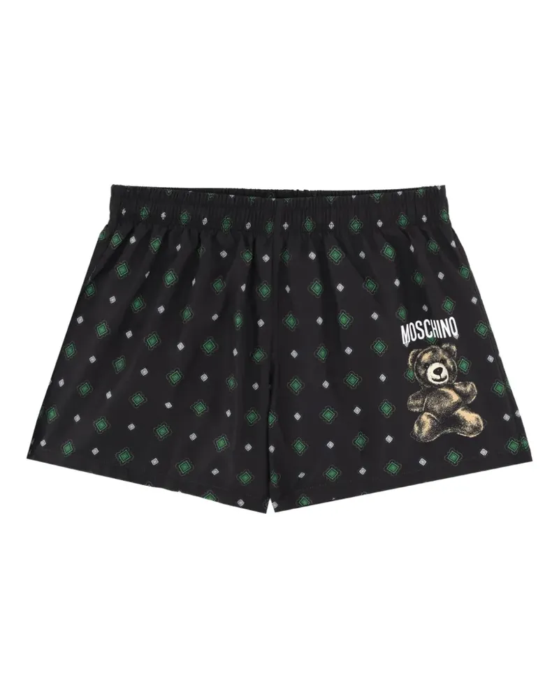 Moschino Badeshorts mit Teddy-Muster - Schwarz Schwarz