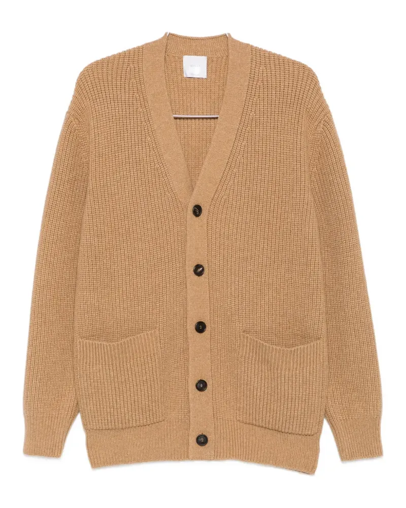 Malo ribbed-knit V-neck cardigan - Nude Nude