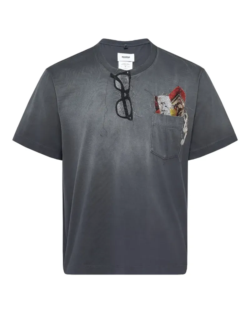 Doublet T-Shirt mit Trompe-l'oeil-Stickerei - Grau Grau