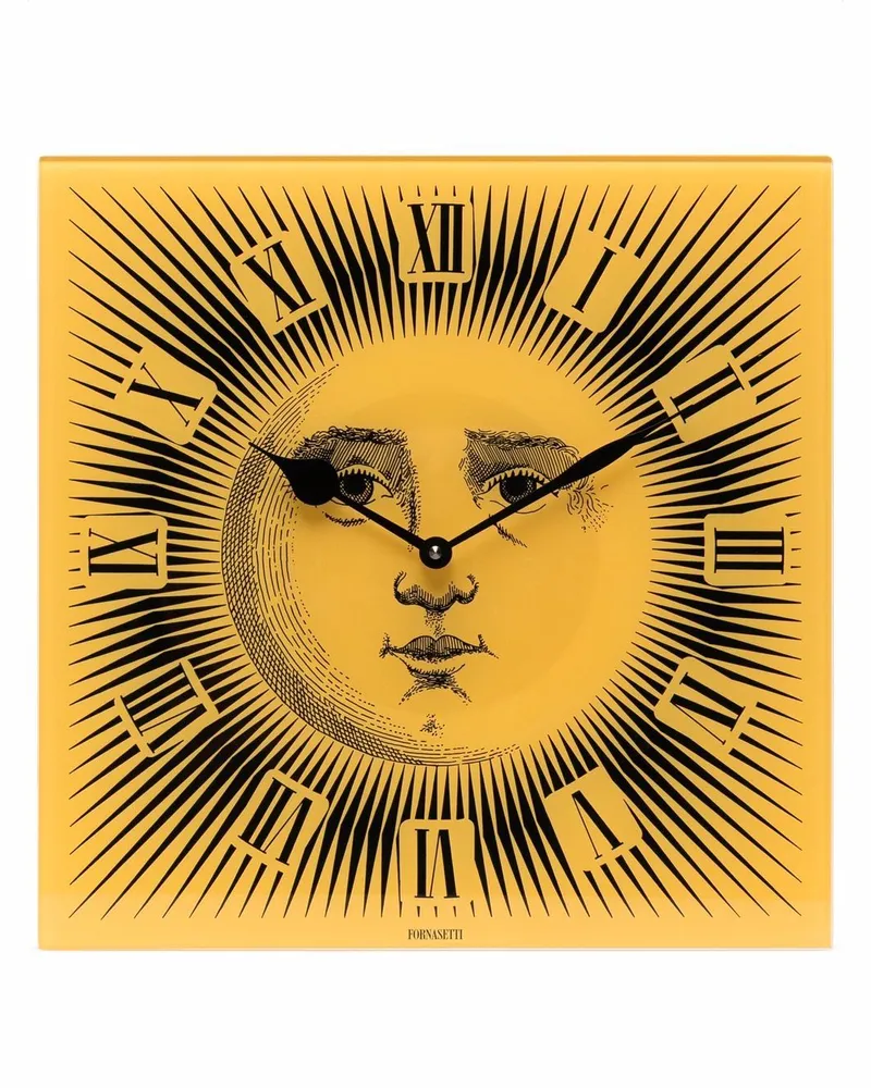 Fornasetti Wanduhr mit Sonnen-Print - Gelb Gelb