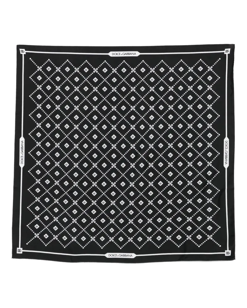 Dolce & Gabbana Geometrisch gemusterter Seidenschal - Schwarz Schwarz