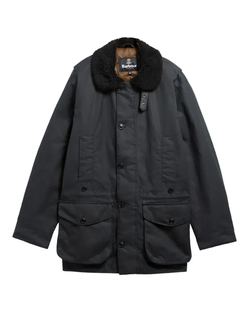 Barbour faux-shearling-collar single-breasted coat - Blau Blau