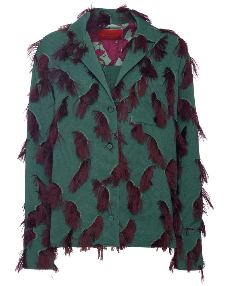 La DoubleJ Milano Cropped-Jacke mit Federn - Grün Grün