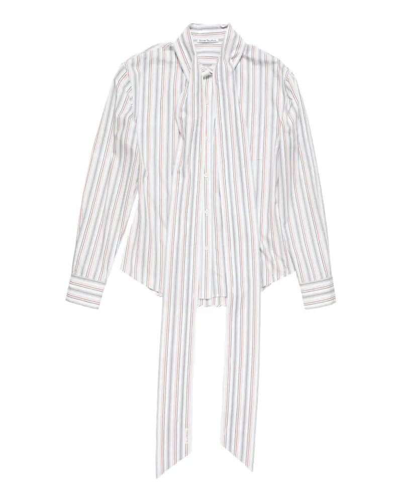 Acne Studios Gestreiftes Hemd mit Schleifenkragen - Weiß Weiß