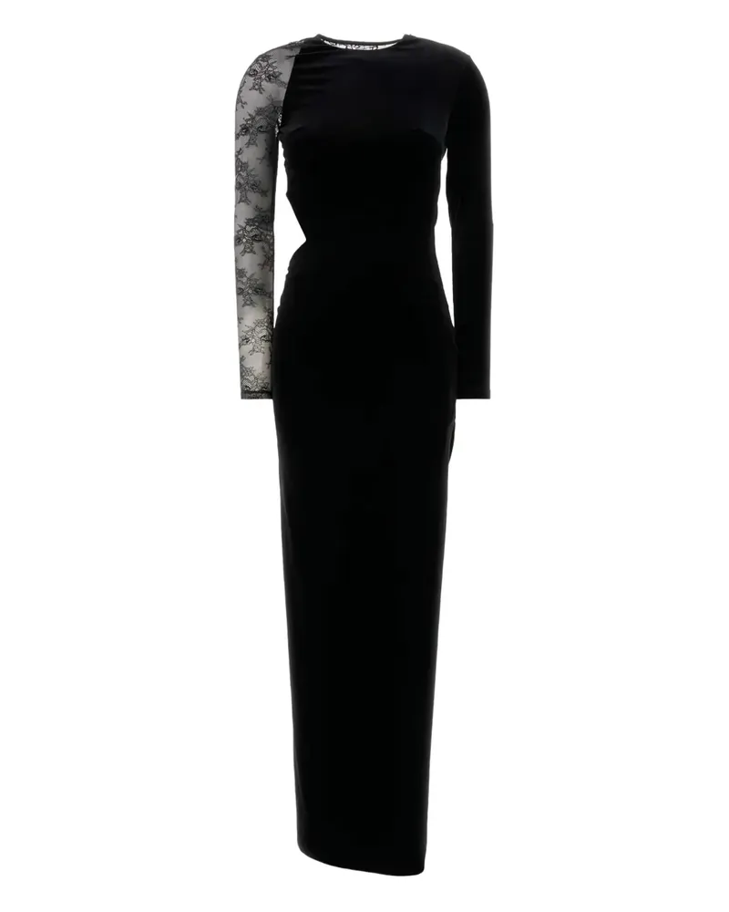 Self-Portrait long-sleeve maxi dress - Schwarz Schwarz