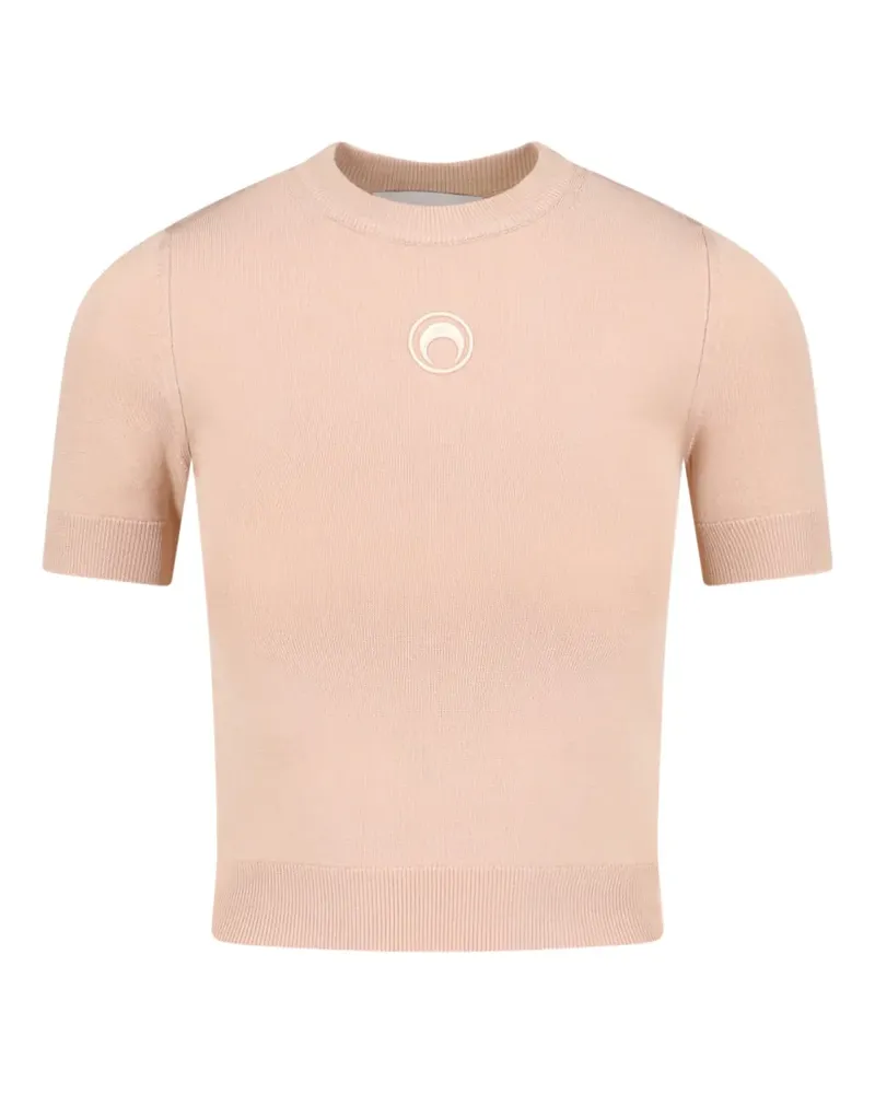 Marine Serre Moon-logo short-sleeved top - Nude Nude