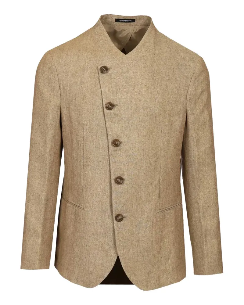 Emporio Armani diagonal-button blazer - Nude Nude