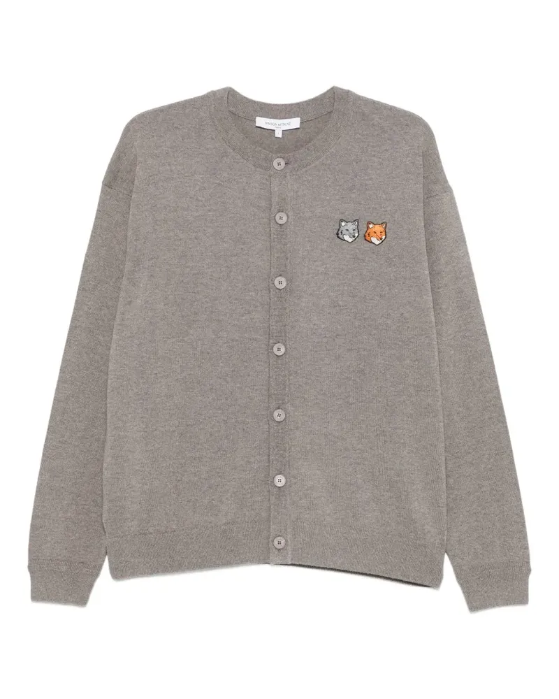 Kitsuné Cardigan mit Fuchsköpfen - Grau Grau