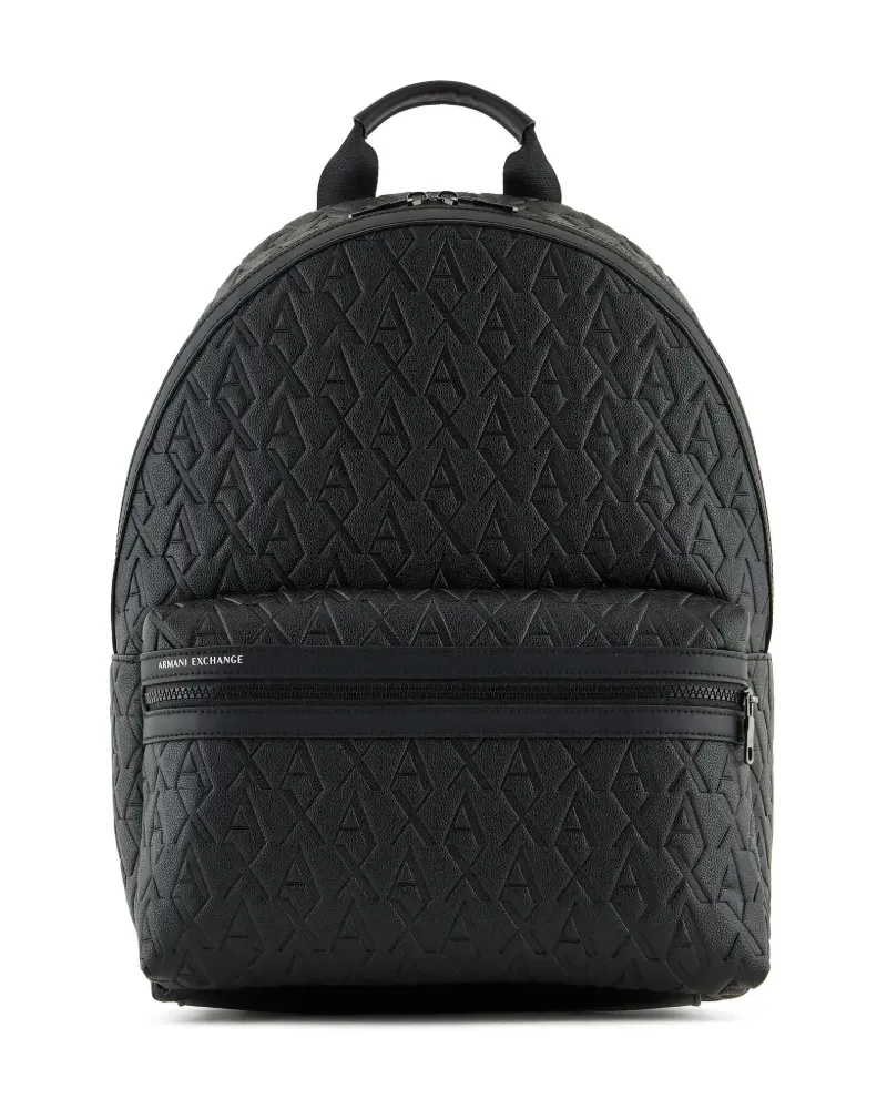 Armani Exchange Rucksack mit Monogramm-Prägung - Schwarz Schwarz