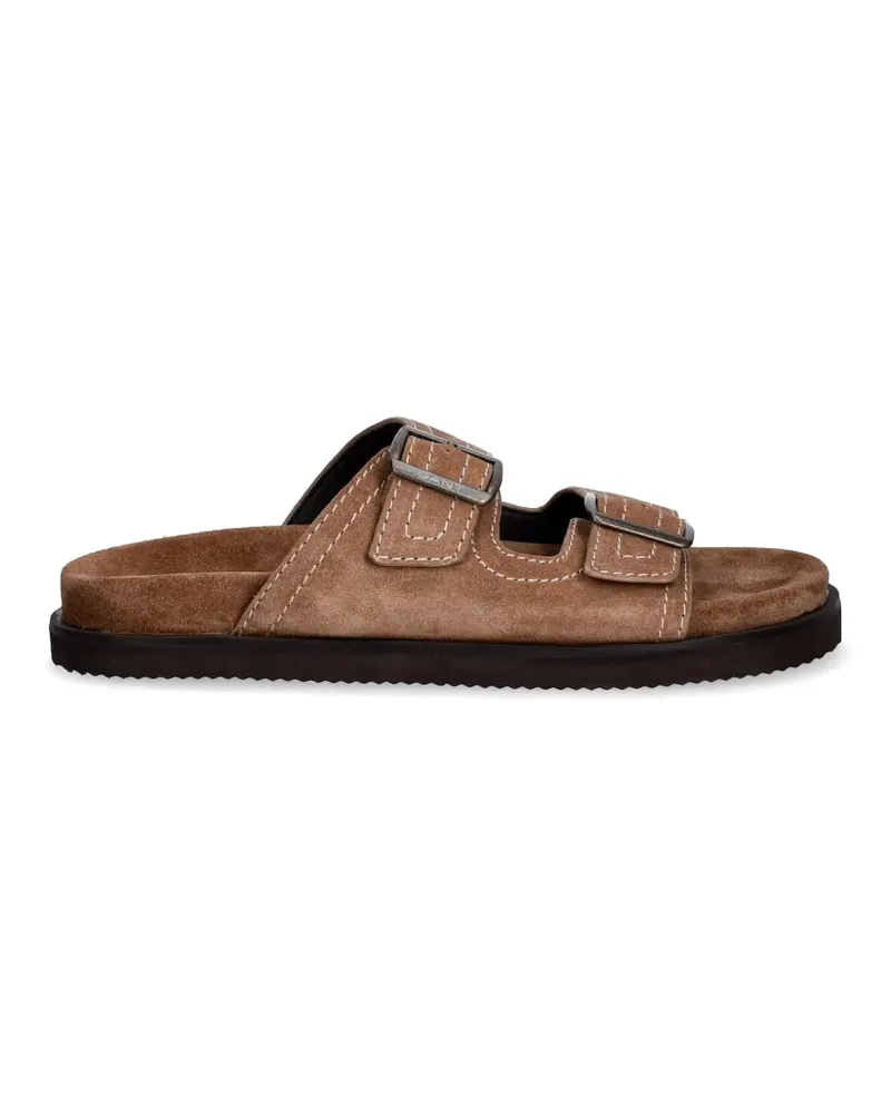 Gant buckle-fastening suede slides - Braun Braun