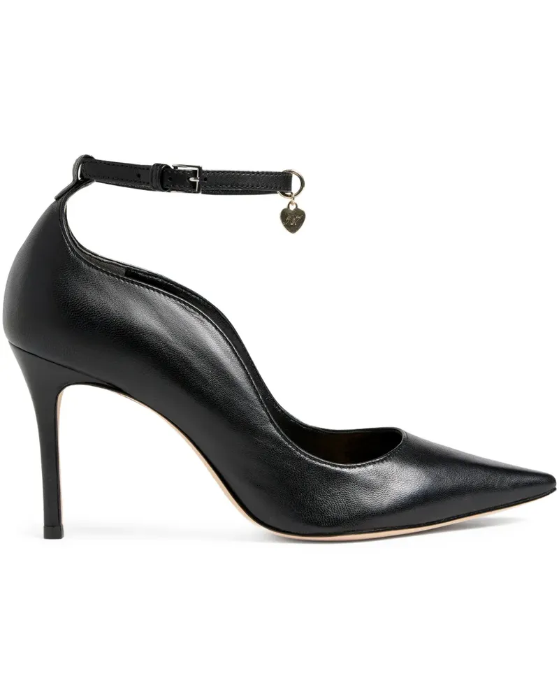 Cinq à Sept Spitze Riley Pumps mit Knöchelriemen - Schwarz Schwarz