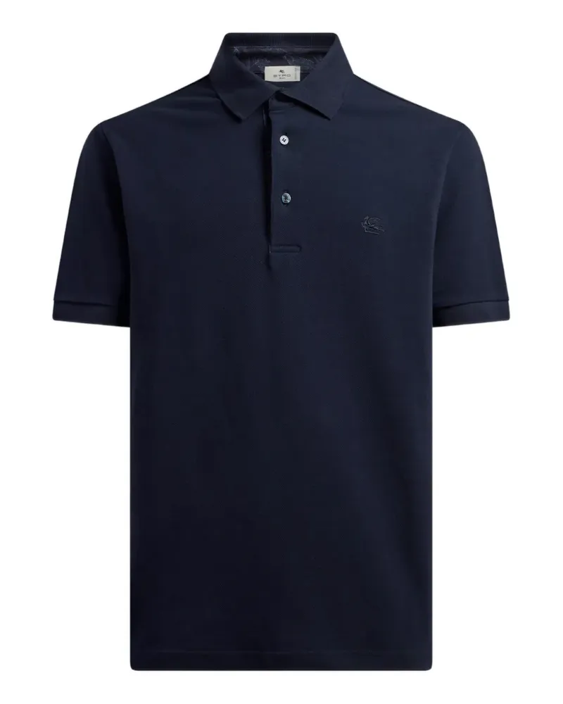Etro embroidered-logo polo shirt - Blau Blau