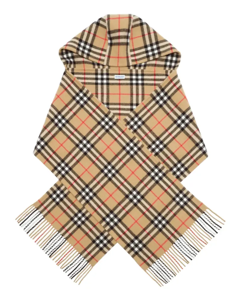 Burberry Check cashmere hooded scarf - Nude Nude