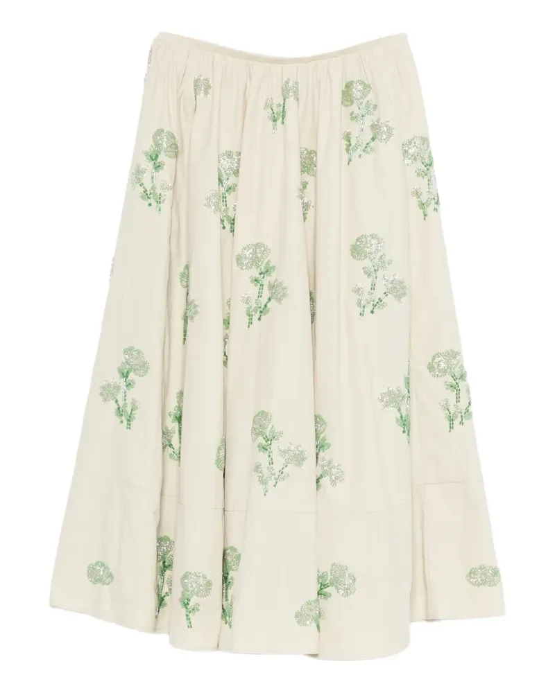 Maje A-Linien-Rock mit Blumen-Print - Nude Nude