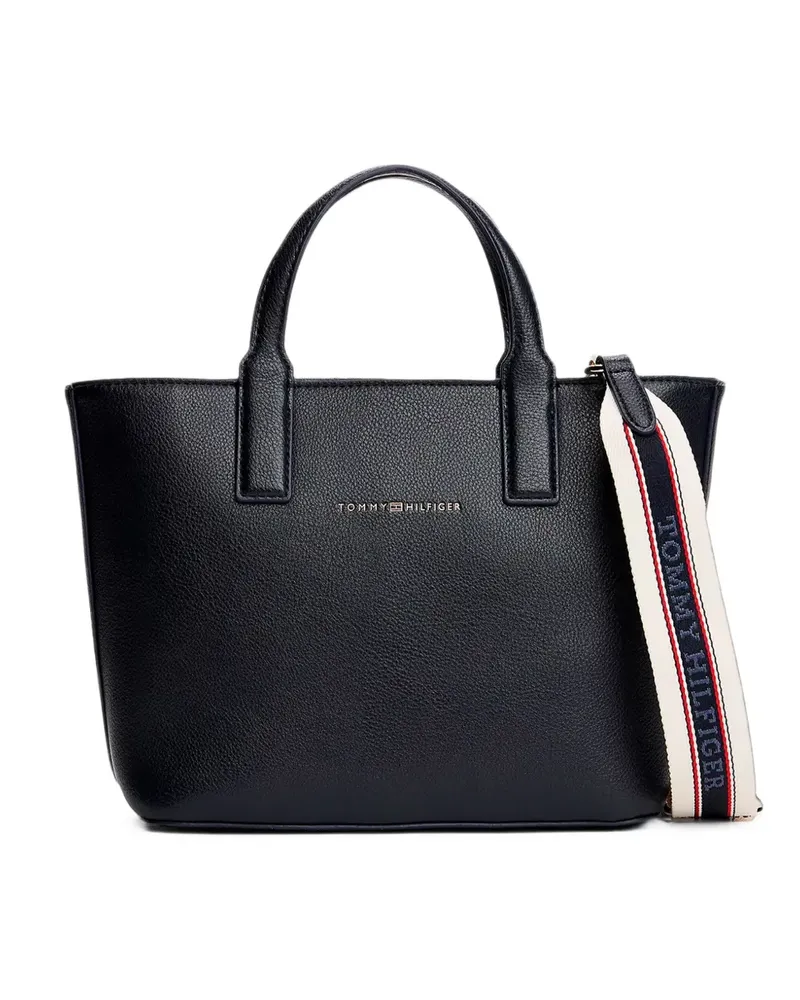Tommy Hilfiger Tote Bag mit gekörnter Struktur und Logo - Schwarz Schwarz