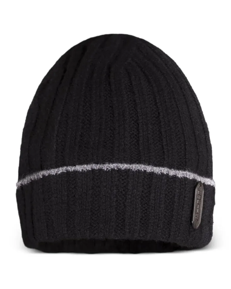 MOORER Gerippte Beanie - Schwarz Schwarz